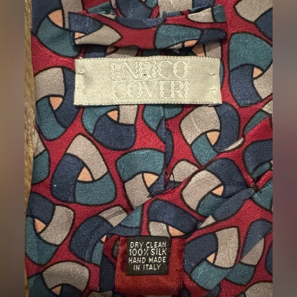 Enrico Coveri 100% Silk Dress Tie Made in Italy Bold Abstract Print Lot of 2